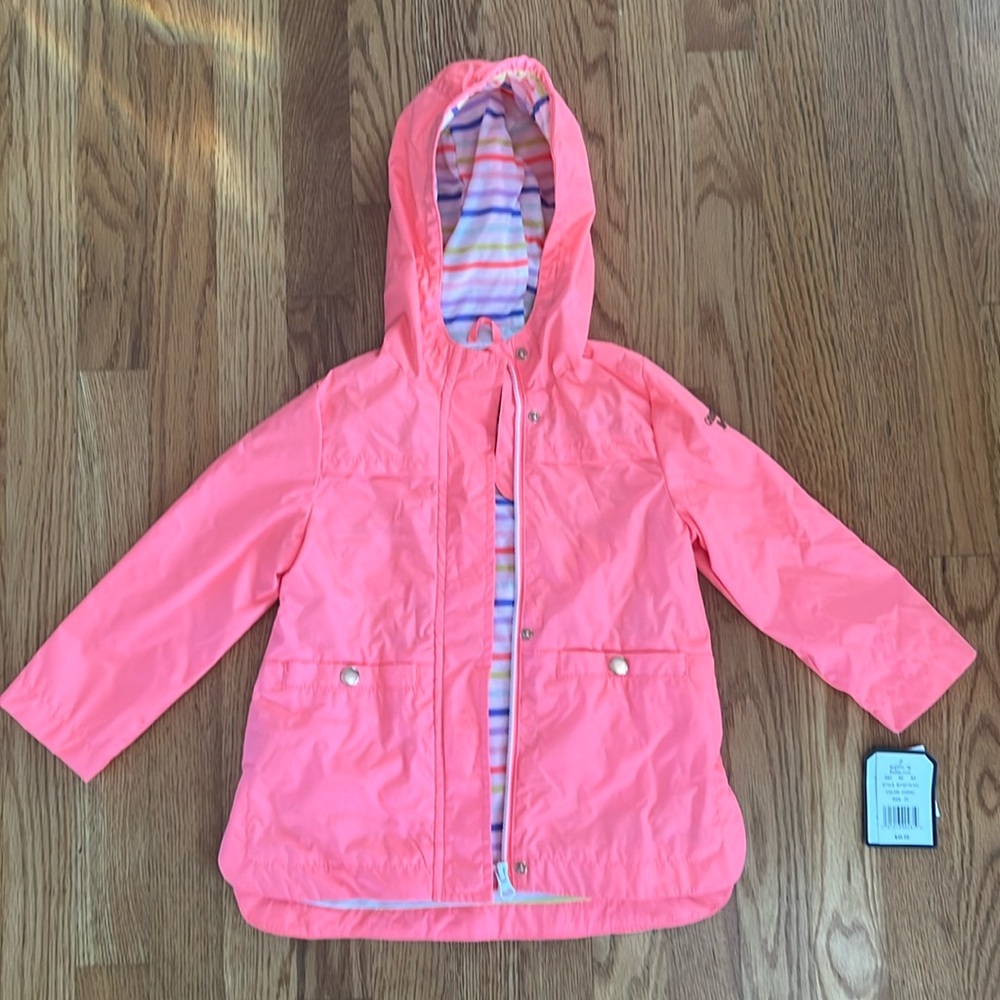NWT OshKosh Coral Raincoat Windbreaker 3T